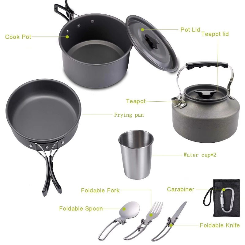 موقد تخييم خفيف الوزن عالي الج - مراجعة Quality Camping Cooking Set وسعره