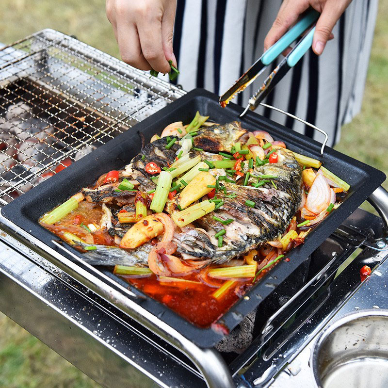 مقلاة شواء مربعة سميكة للاستخد - مراجعة Camping Hiking Cooking وسعره