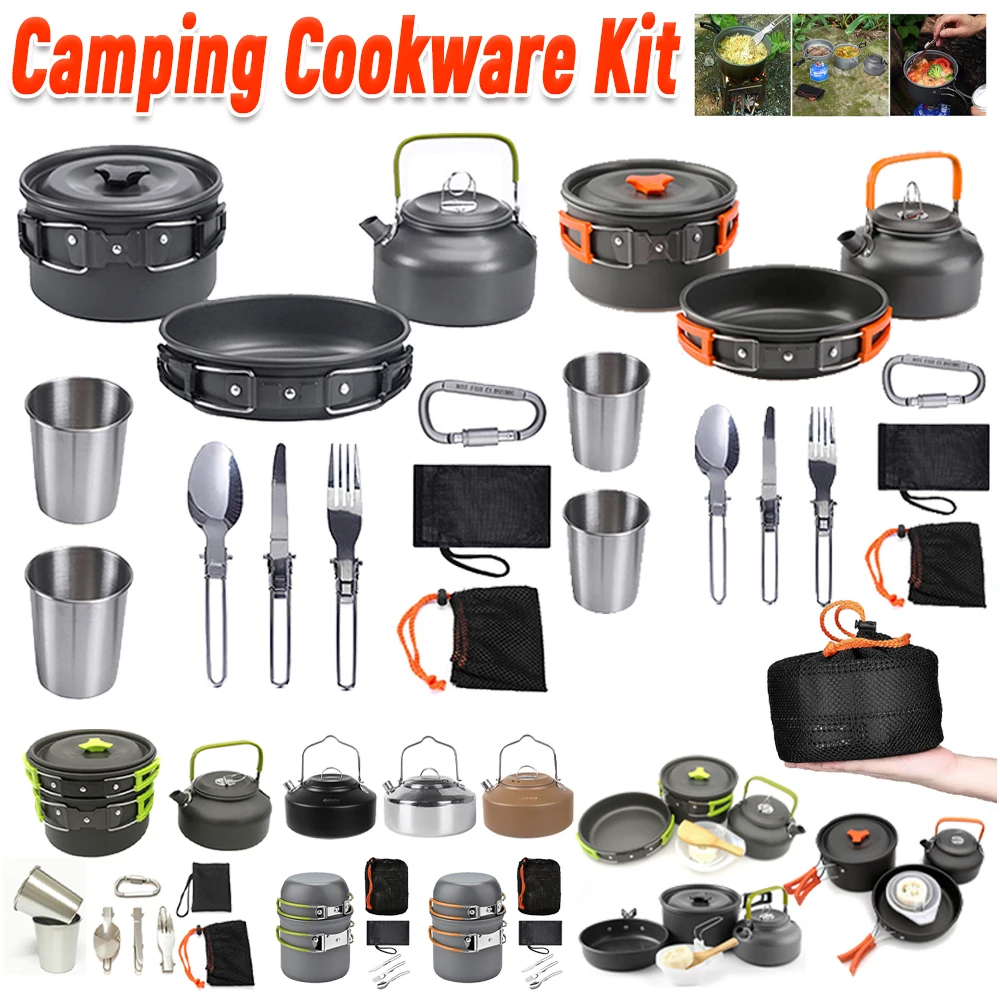 طقم أدوات طهي للتخييم، غلاية و - مراجعة Camping Hiking Cooking وسعره